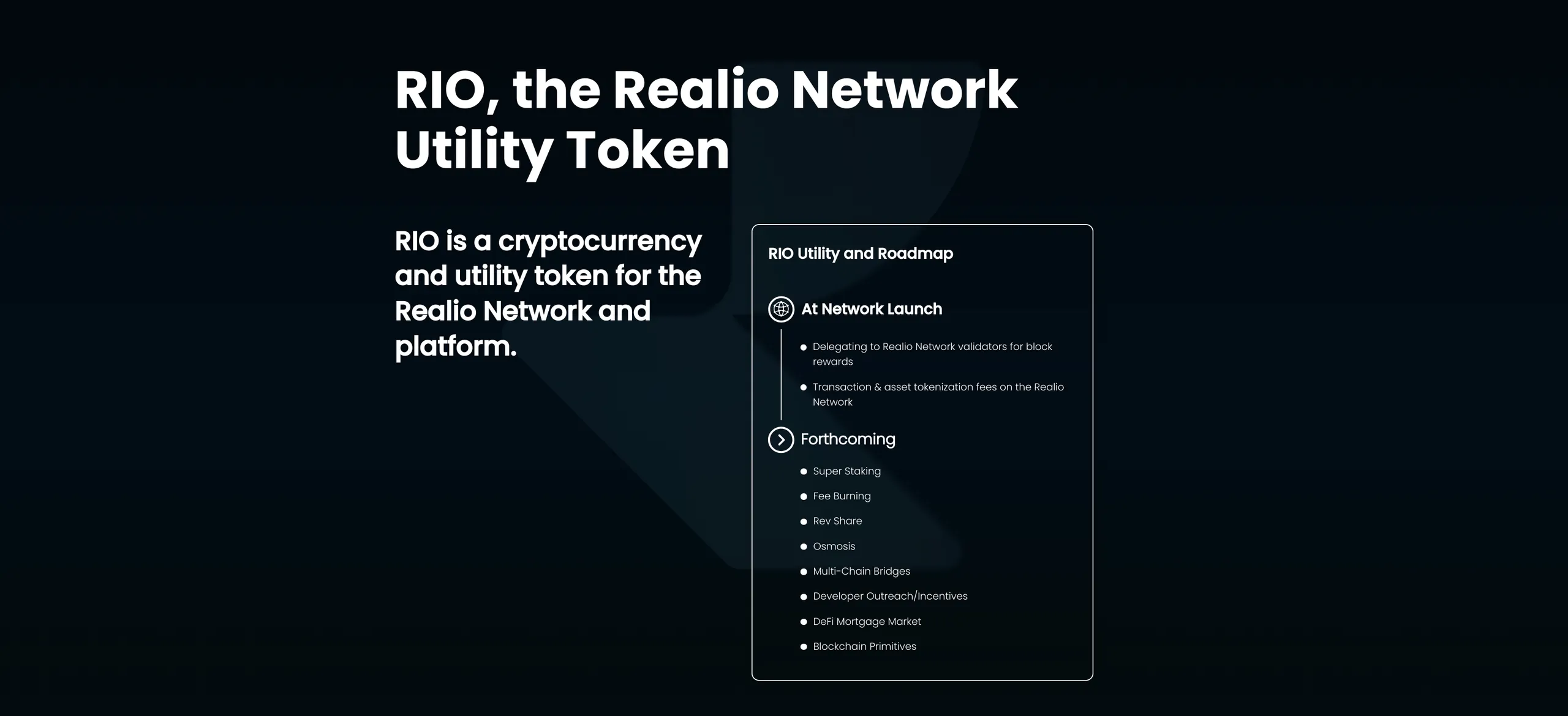 Realio network utility token description screenshot